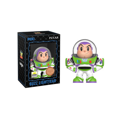 Buzz Lightyear Pix! Vinyl Figure 2026 Convention Exclusive — Box Art Close-Up with Figure Out of Box