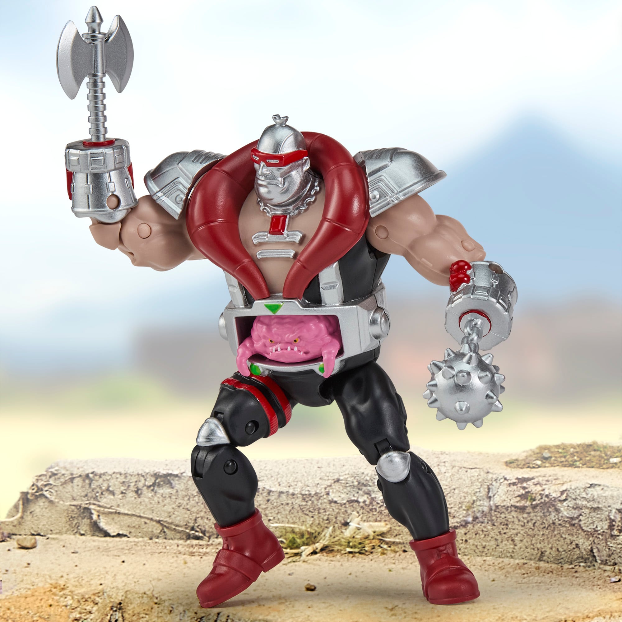 Krang as Destro TMNT x GI Joe 5-Inch Figure — Dynamic Action Pose with Android Axe and Mutant Mace