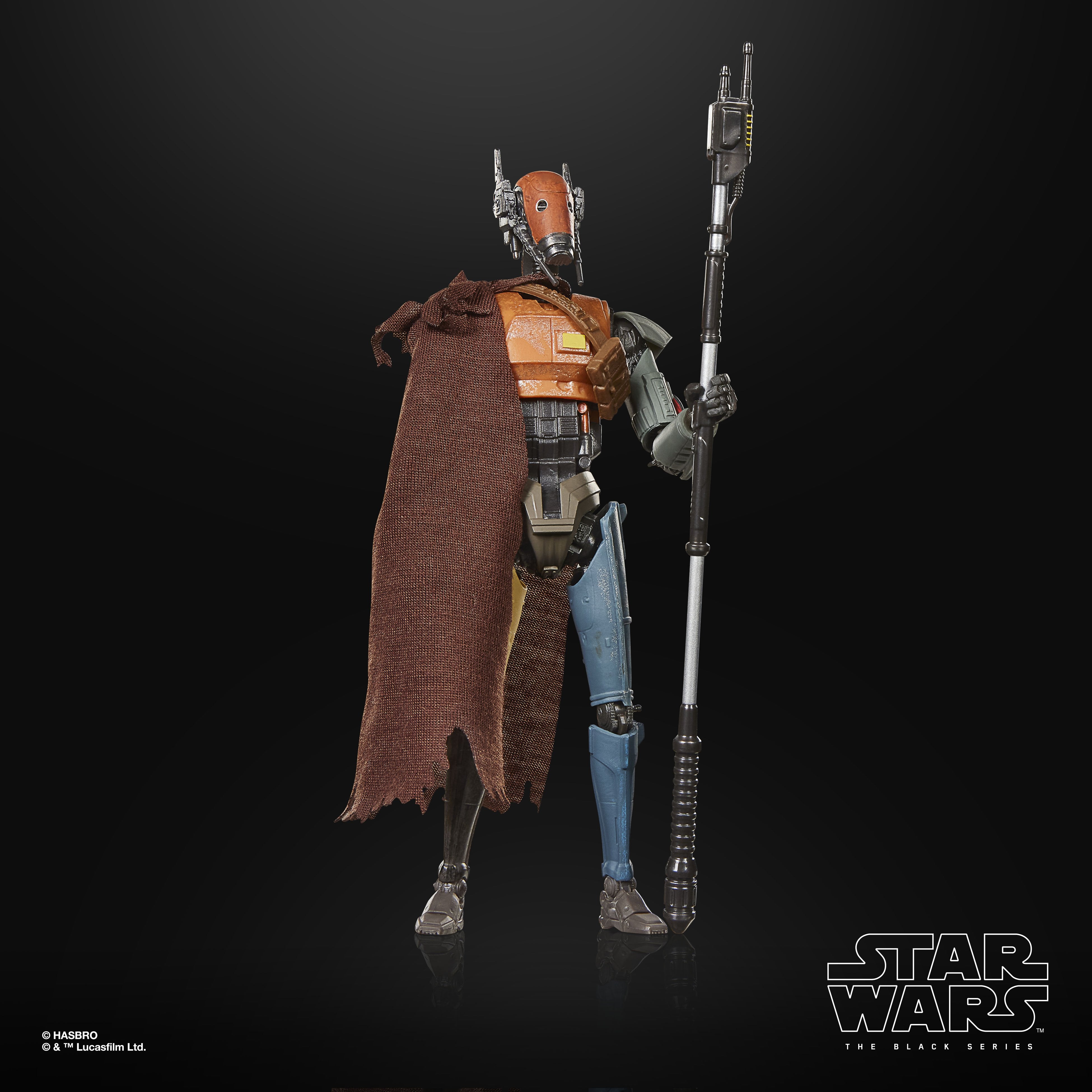 Mercenary Guard Droid Black Series 6-Inch Figure — Front View Standing with Staff Raised