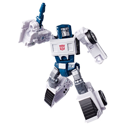 Autobot Tailgate Age of the Primes Deluxe 5.5-Inch Figure — Robot Mode Front View with Blaster Raised
