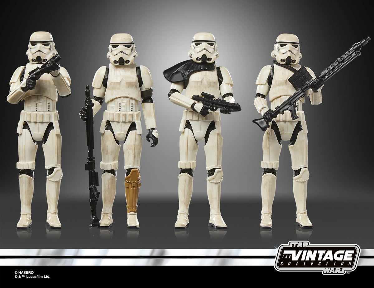 Imperial Remnant Stormtrooper Vintage Collection 3.75-Inch 4-Pack — Front View with Vintage Collection Logo