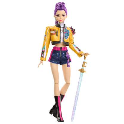 Rumi HUNTR/X KPop Demon Hunters 12-Inch Doll — Front View Sword Lowered Standing Pose