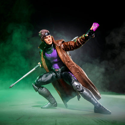 Gambit Marvel Legends 6-Inch Figure — Articulation Pose Crouching with Bo Staff and Card