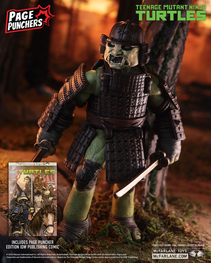 Leonardo TMNT Turtles in Time Page Punchers 5-Inch Figure — Dual Katana Combat Pose with Comic