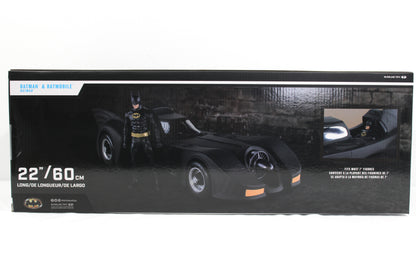 Batman & Batmobile 1989 DC Multiverse Gold Label 2-Pack — Box Back with Cockpit Inset and Dimensions