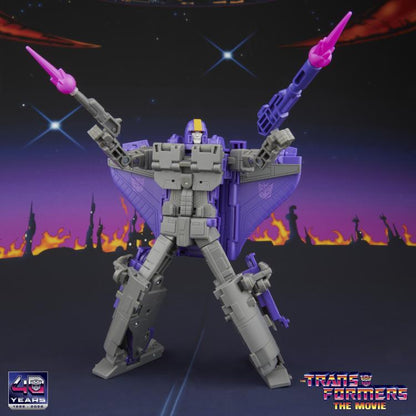 Astrotrain Studio Series 86 Leader Figure — Robot Mode Front View Arms Extended with Blast Effects