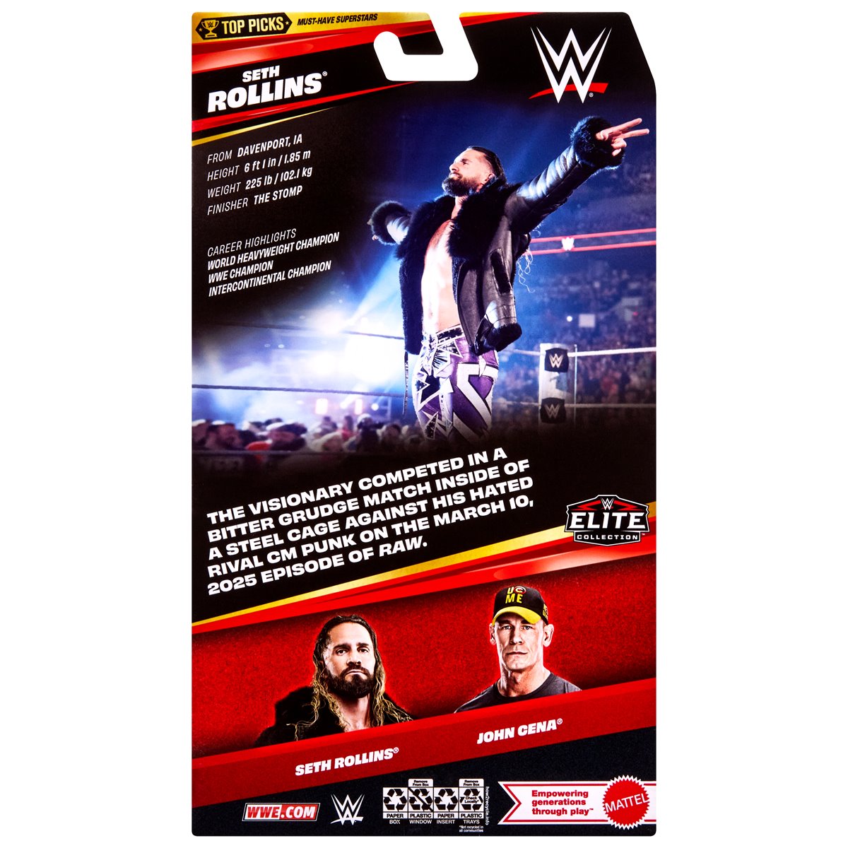 Seth Rollins WWE Elite Top Picks 2026 Figure — Package Back with Career Highlights