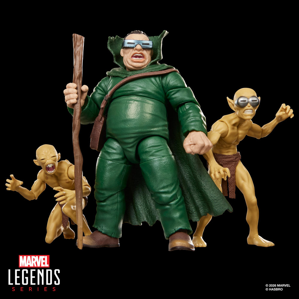 Mole Man & Moloids Marvel Legends 6-Inch Three-Pack — Front View with Staff Pose
