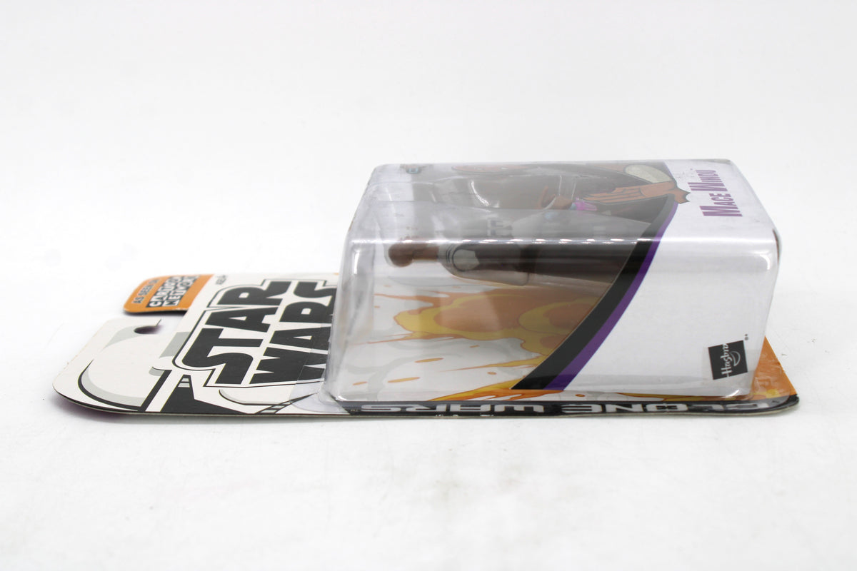 Mace Windu Star Wars Clone Wars 2003 3.75-Inch Carded Figure — Side View Showing Bubble Depth