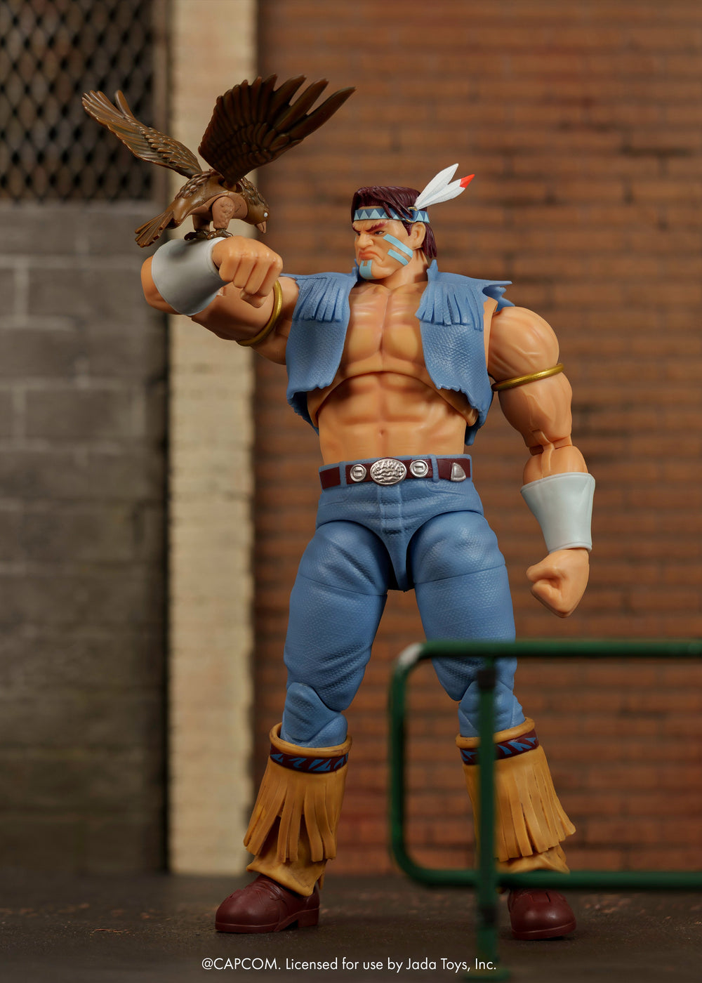 T. Hawk Ultra Street Fighter II 1/12 Scale Figure — Front View with Hawk Companion on Arm