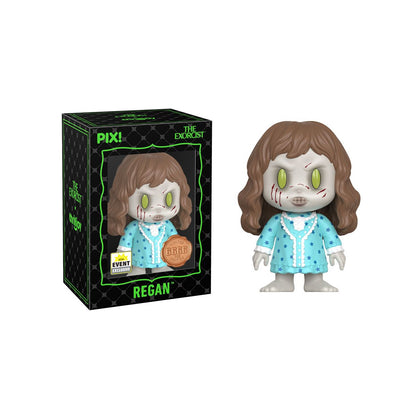 Regan Exorcist Pix! Vinyl Figure — Figure Out of Box Next to Black Window Box Packaging