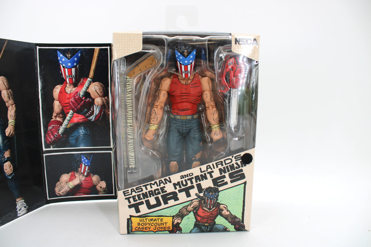Casey Jones Bodycount NECA Ultimate TMNT Figure — Package Front with Gatefold Interior Detail