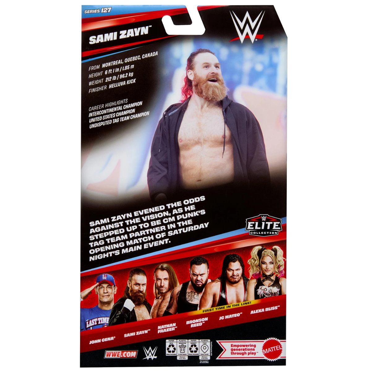 Sami Zayn WWE Elite Series 127 6-Inch Figure — Box Back View