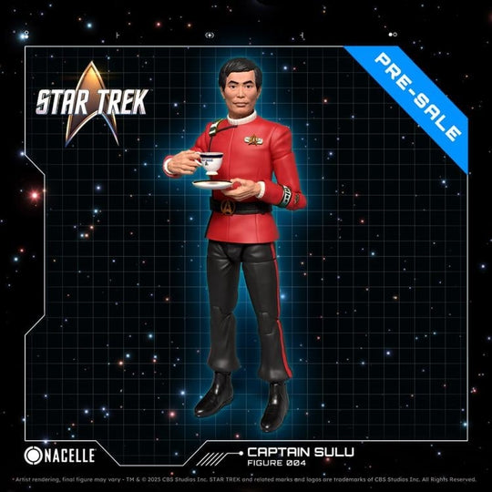Captain Sulu Star Trek VI Nacelle 1/10 Scale Figure — Front View Holding Coffee Cup and Saucer