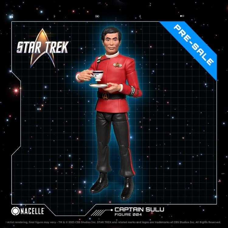 Captain Sulu Star Trek VI Nacelle 1/10 Scale Figure — Front View Holding Coffee Cup and Saucer