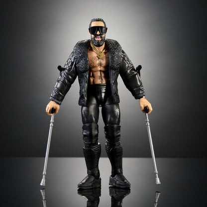 Seth Rollins WWE Elite Series 128 6-Inch Figure — Front View with Jacket, Sunglasses, and Crutches
