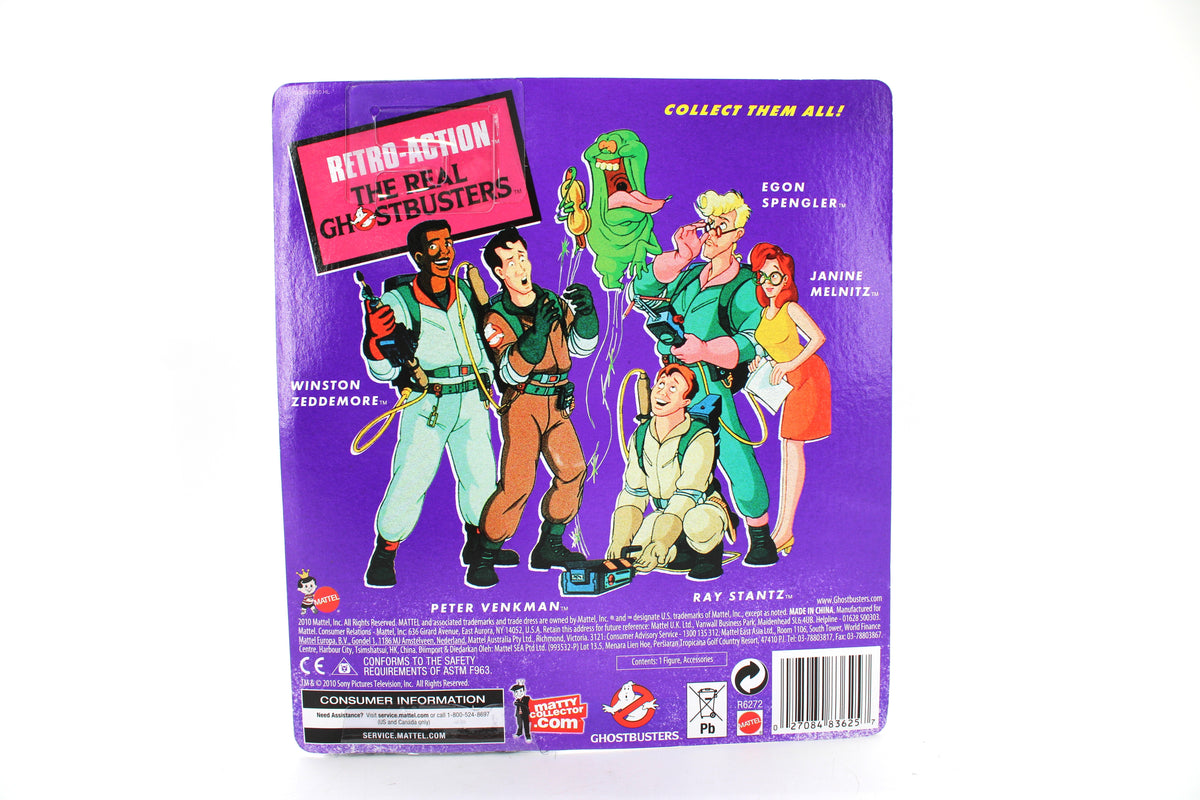 Peter Venkman Retro-Action Real Ghostbusters 8-Inch Figure — Card Back with Animated Team Artwork