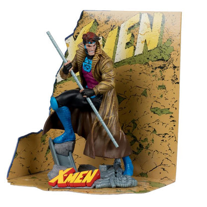 Gambit Marvel Comics 1/10 Scale Statue — Full Front View with X-Men Logo Base and Backdrop