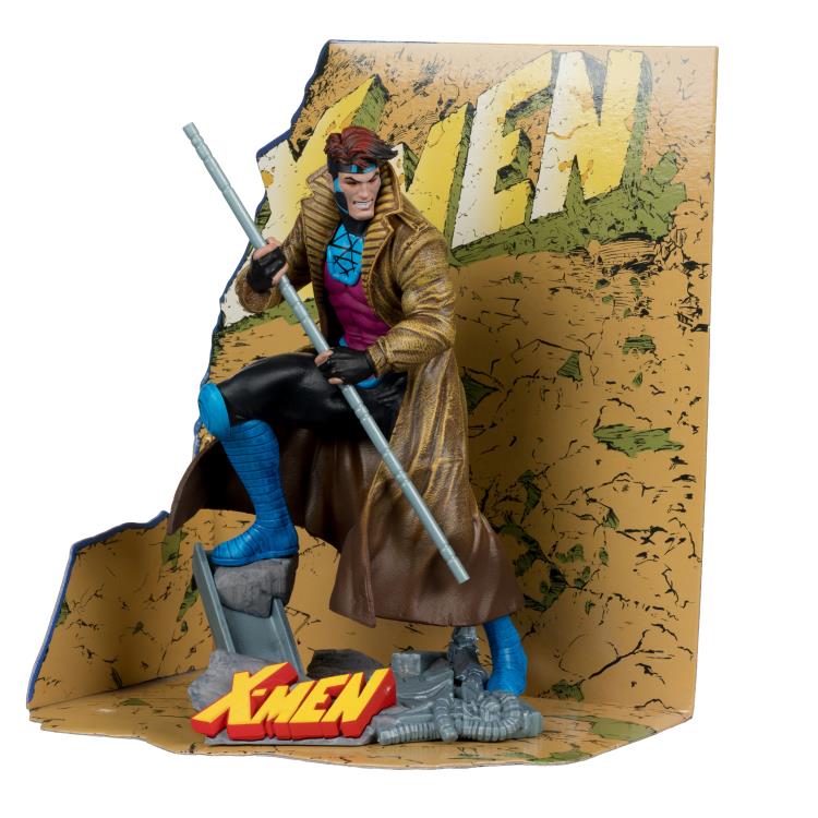 Gambit Marvel Comics 1/10 Scale Statue — Full Front View with X-Men Logo Base and Backdrop