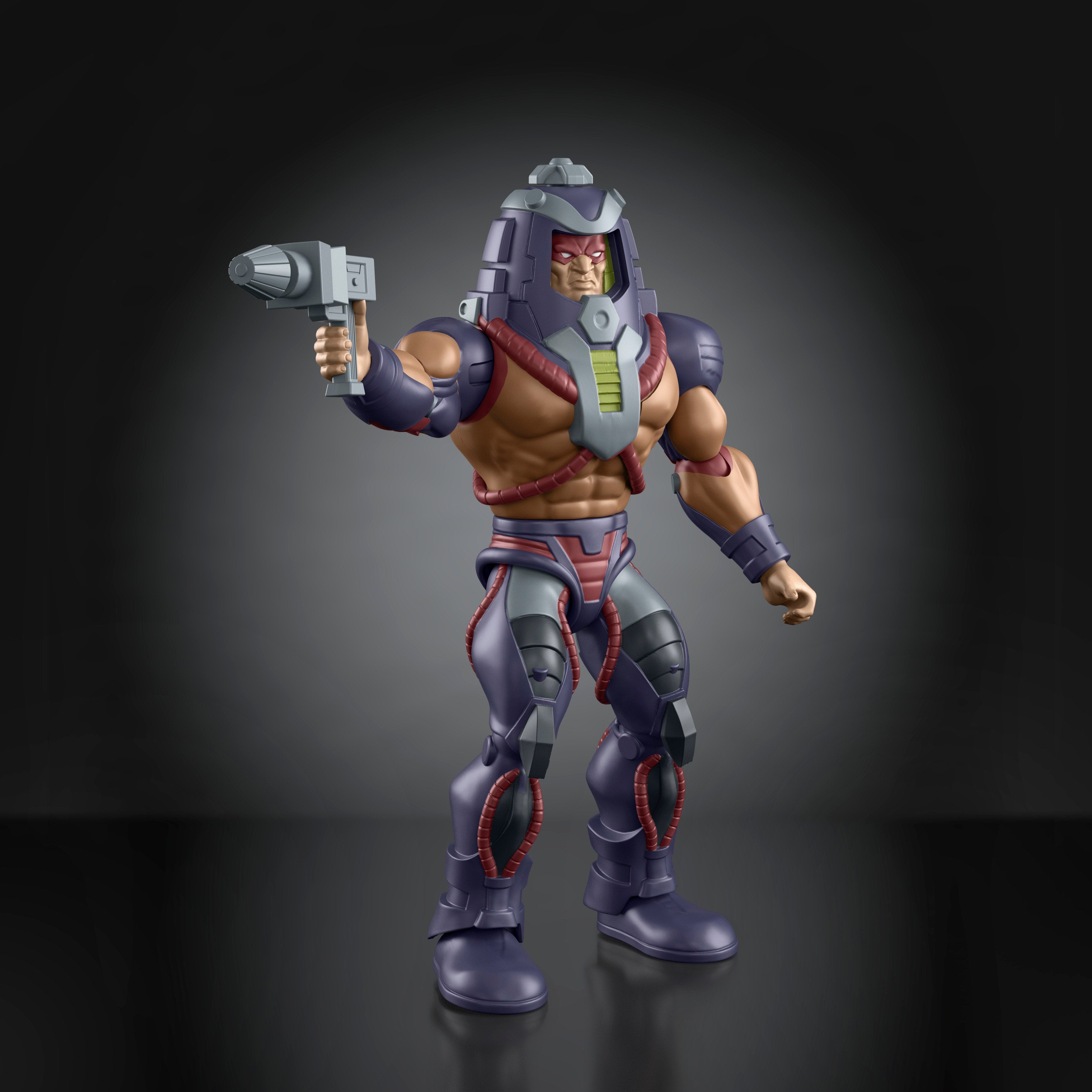 Man-E-Faces MOTU Origins 200X Deluxe 5.5-Inch Figure — Front View with Human Face and Blaster