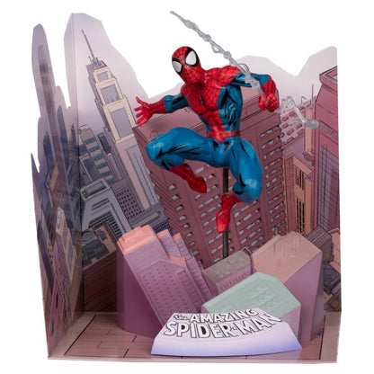 Spider-Man Amazing Spider-Man #1 McFarlane 1/10 Scale Figure — Front View with NYC Cityscape Backdrop