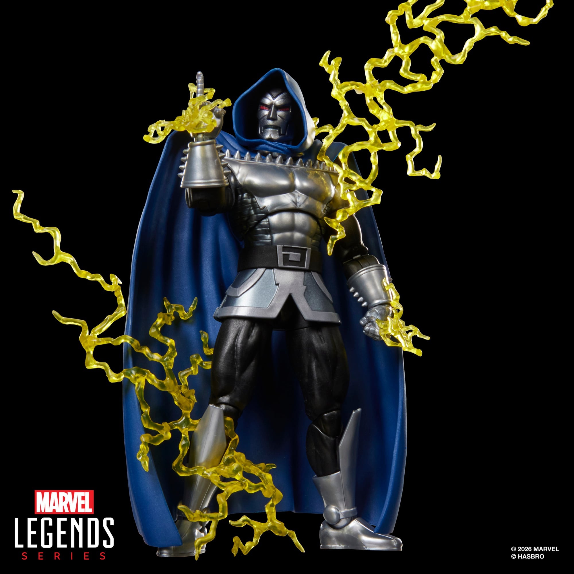 Doctor Doom 2099 Marvel Legends 6-Inch Figure — Front View with Dual Lightning Effects