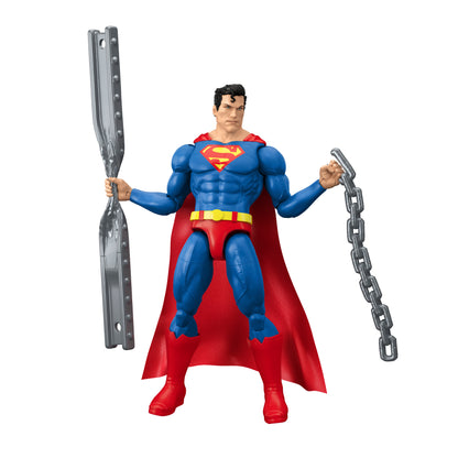 Superman DC Premier 6-Inch Figure — Front View Holding Steel Beam and Chain Accessories