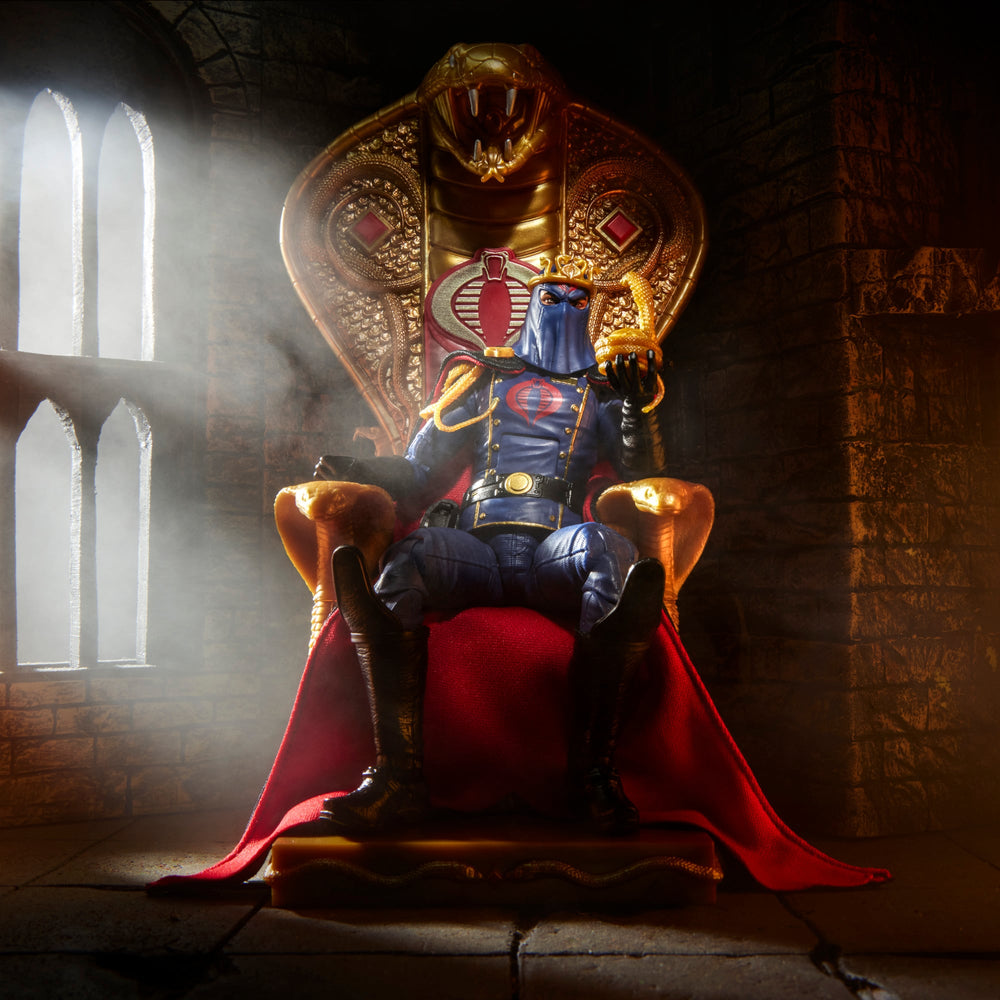 Cobra Commander Classified Series 6-Inch Figure — Full Front View Seated on Throne with Snake Topper Visible