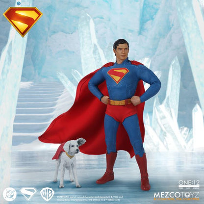 Superman 2025 One:12 Collective 1/12 Scale Figure — Front View with Krypto the Superdog