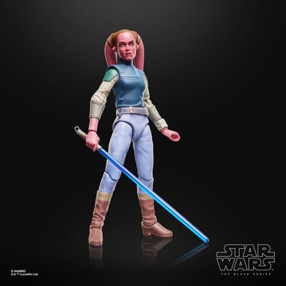Devon Izara Black Series 6-Inch Figure — Front View Standing with Blue Lightsaber
