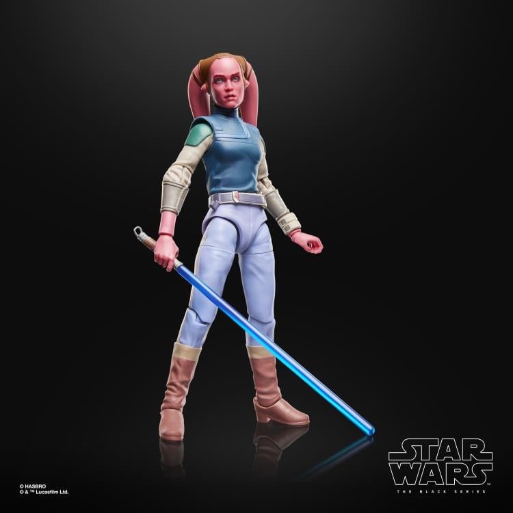 Devon Izara Black Series 6-Inch Figure — Front View Standing with Blue Lightsaber