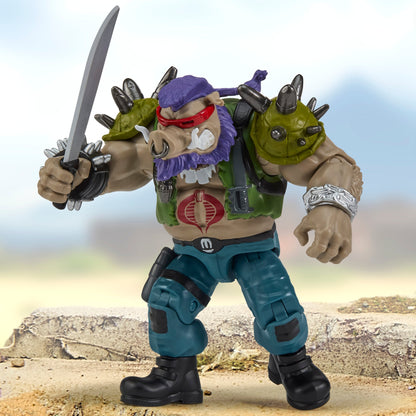 Bebop as Ripper TMNT x GI Joe 4.5-Inch Figure — Articulation Pose Wielding Machete