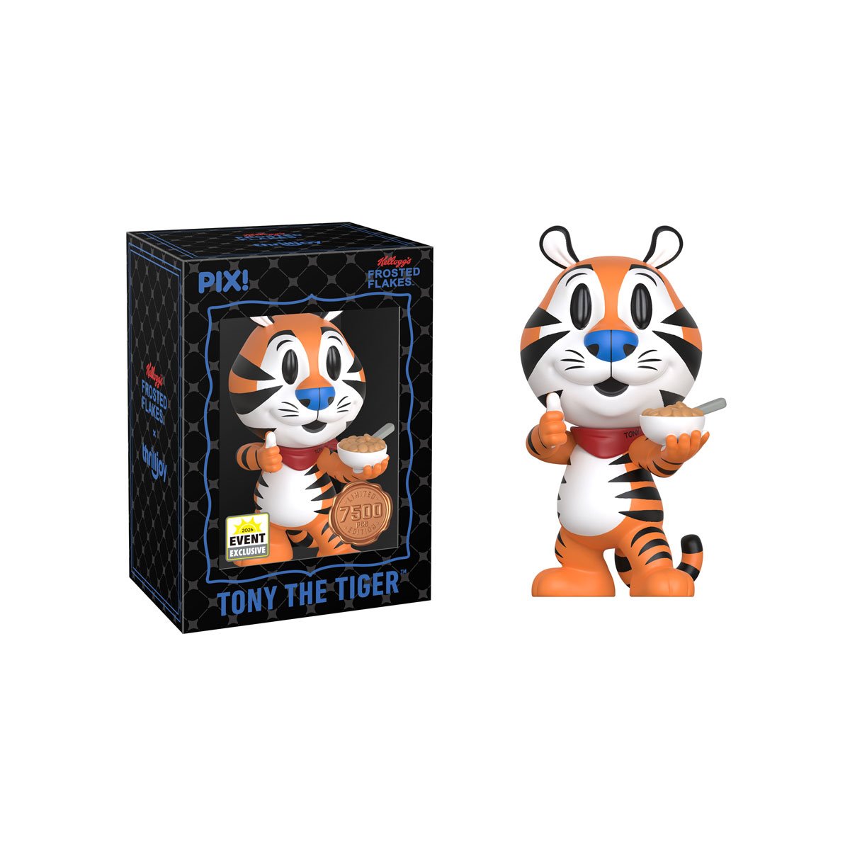 Tony the Tiger Pix! Vinyl Figure Black Box Package with Figure Out of Box — Front View
