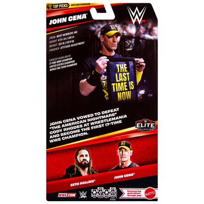 John Cena WWE Elite Top Picks 6-Inch Figure — Package Back Detail with Career Highlights