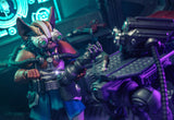 Dr. Zajjarii Cosmic Legions 6-Inch Figure — Articulation Pose with Blaster in Neon-Lit Lab Diorama