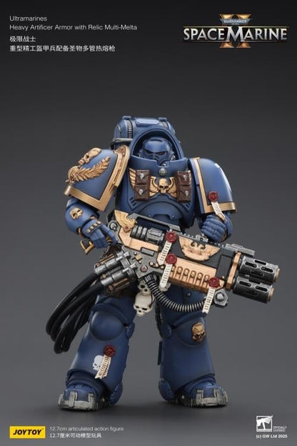 Ultramarines Heavy Artificer Armor Space Marine 2 JoyToy 1/18 Figure — Front View on Neutral Background