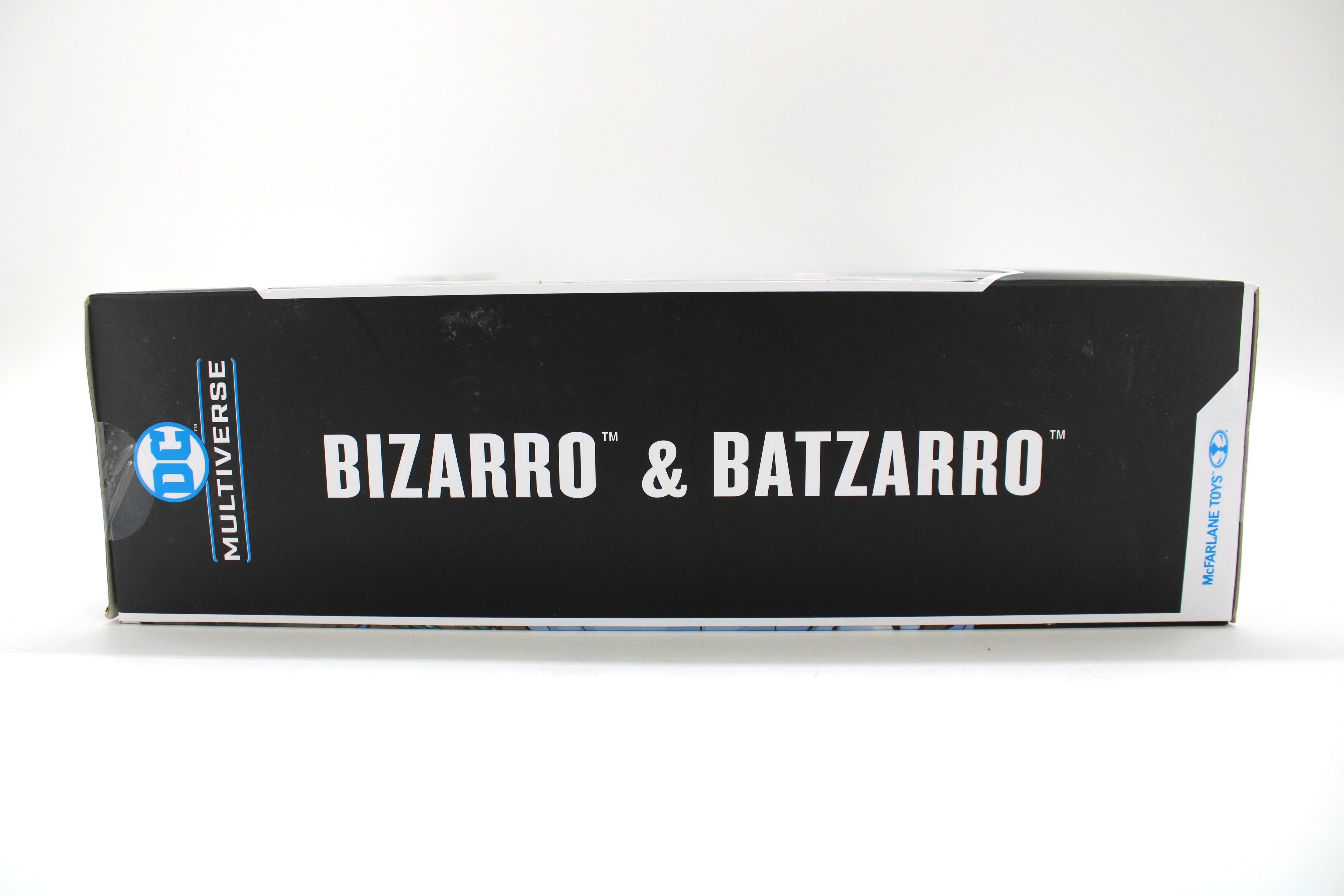 Bizarro & Batzarro DC Multiverse 2-Pack 2024 McFarlane Toys — Spine Side View with Branding and Scuff Detail