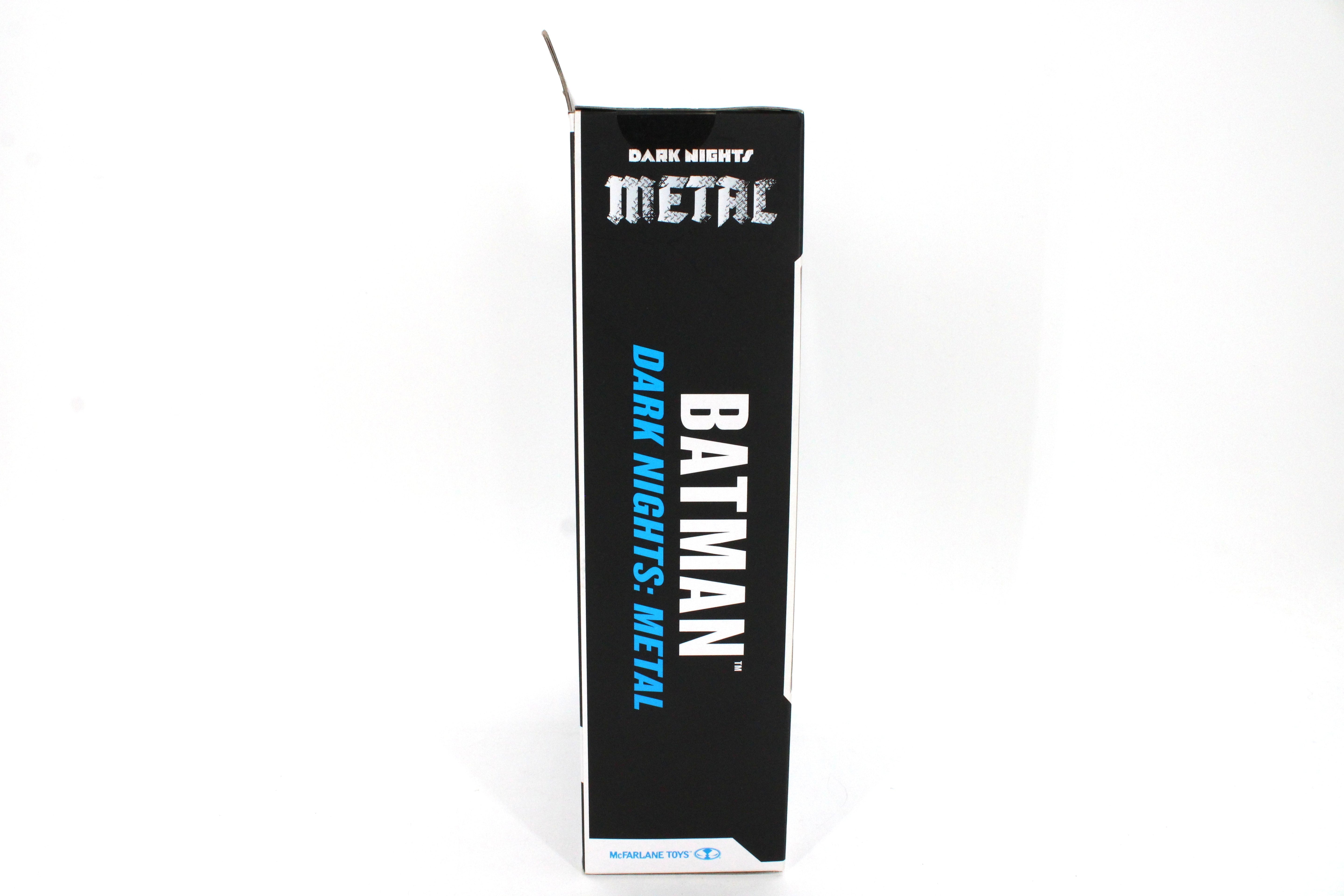 Batman Dark Nights Metal DC Multiverse Figure — Side View with Dark Nights Metal Logo