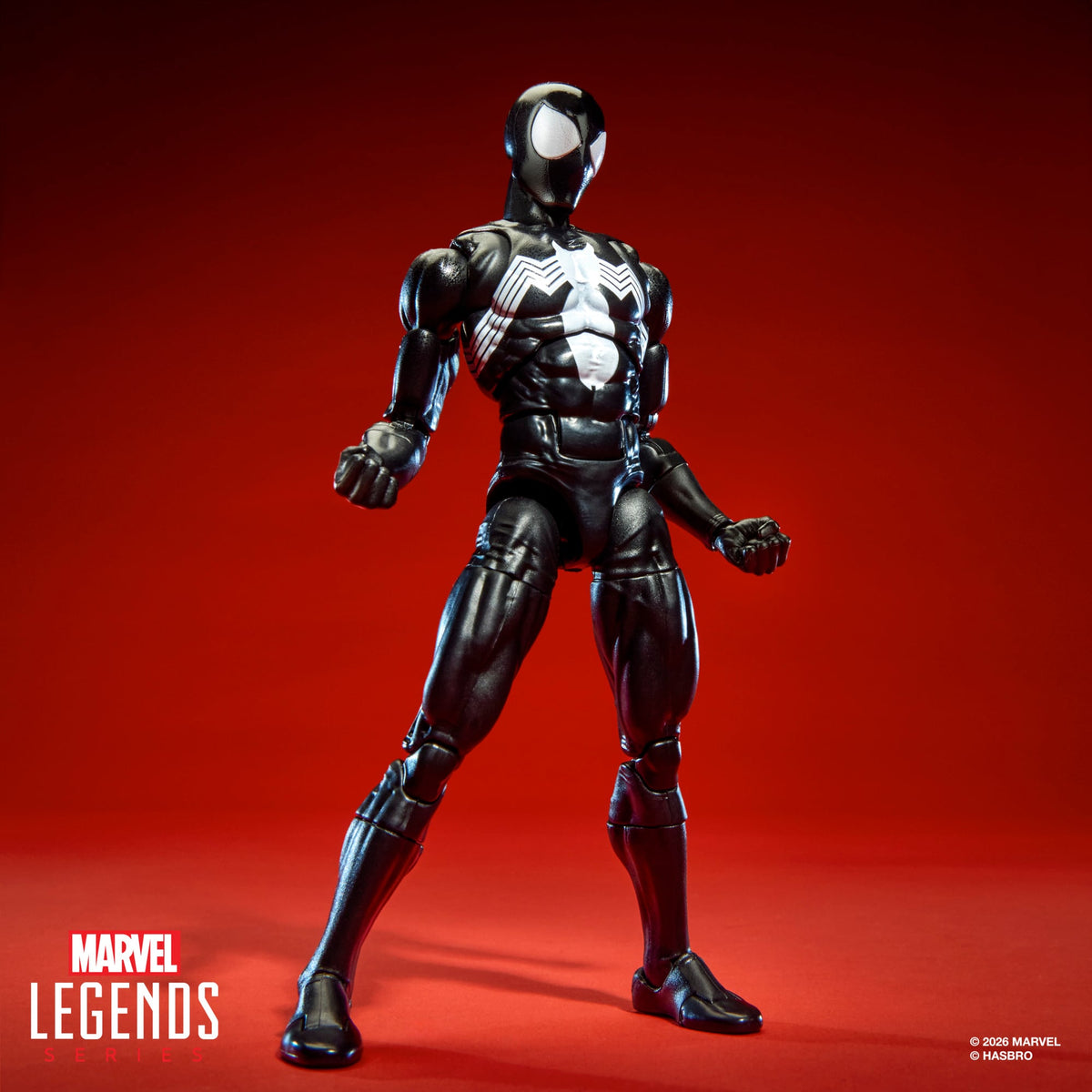 Symbiote Spider-Man Marvel Legends Maximum 6-Inch Figure — Front View in Standard Black Costume