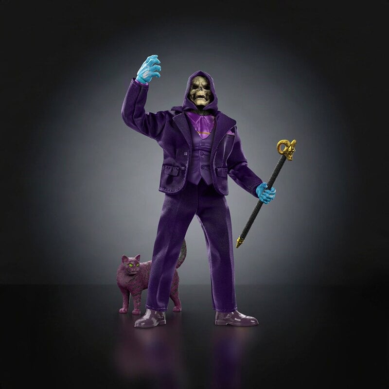 Dream Date Skeletor MOTU Chronicles 6.5-Inch Figure — Front View with Cane and Cat