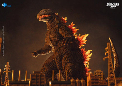 Godzilla 2000 Millennium Exquisite Basic 7-Inch Figure — Low-Angle Side View Over Nighttime Cityscape