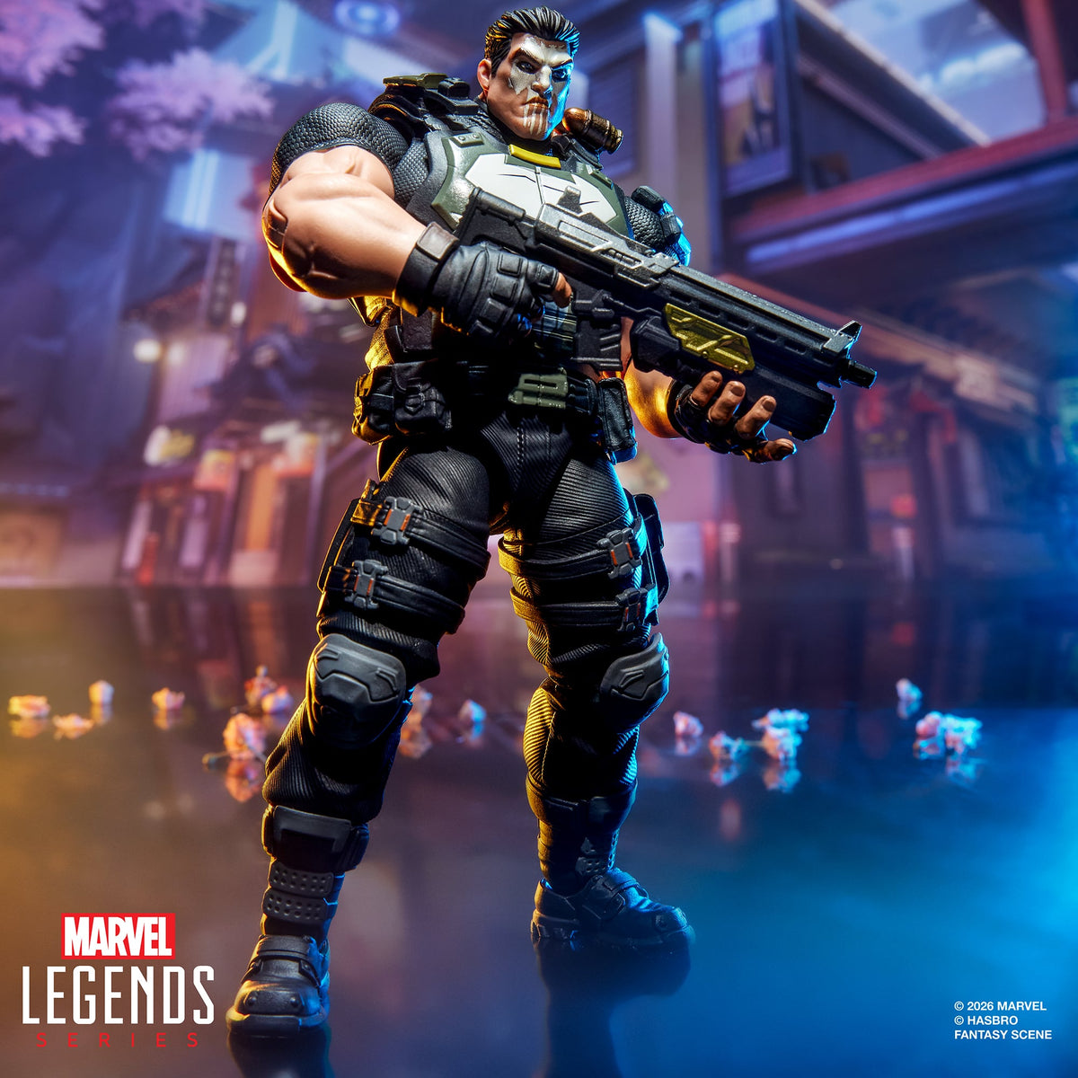Punisher Marvel Legends 6-Inch Figure — Side View Aiming Assault Rifle Two-Handed