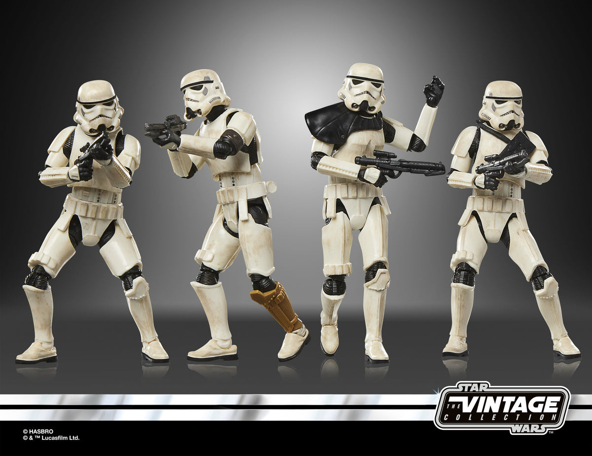 Imperial Remnant Stormtrooper Vintage Collection 3.75-Inch 4-Pack — Articulation Pose Action Shots