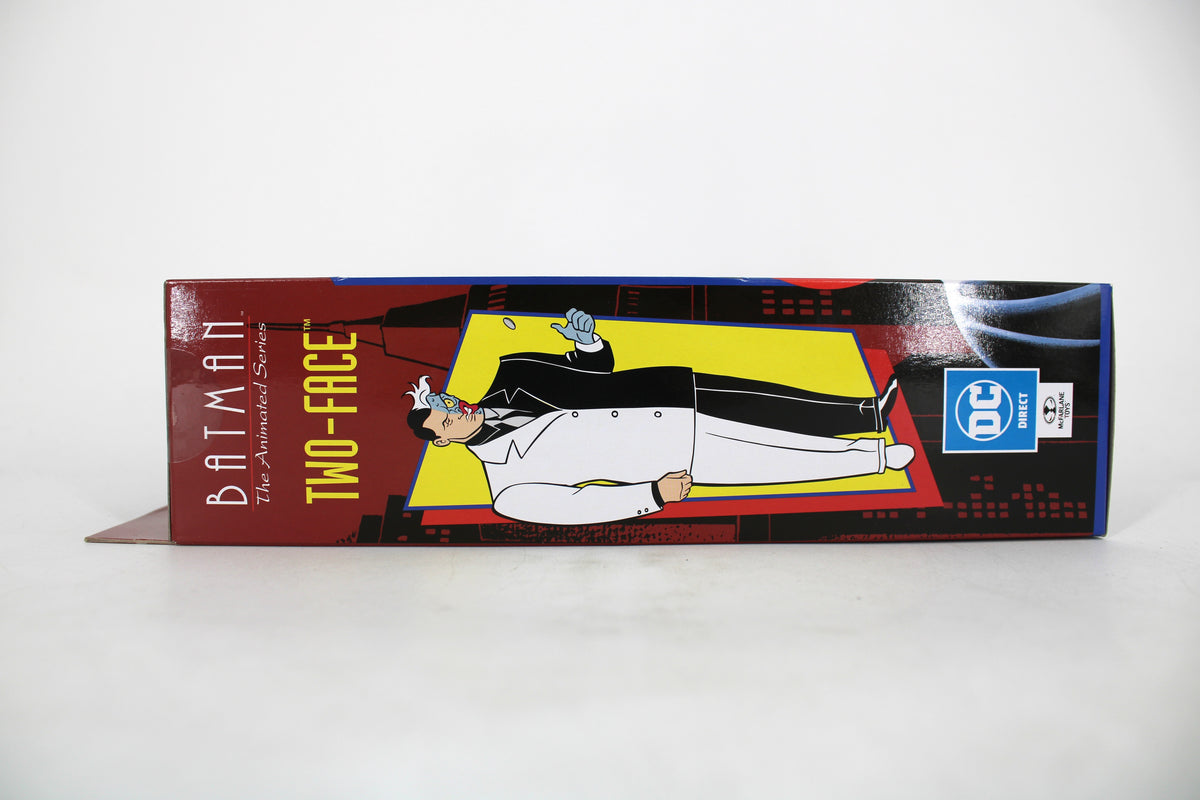 Two-Face Batman Animated Series McFarlane 6-Inch Figure 2024 — Side Panel with DC Direct Badge and Character Art