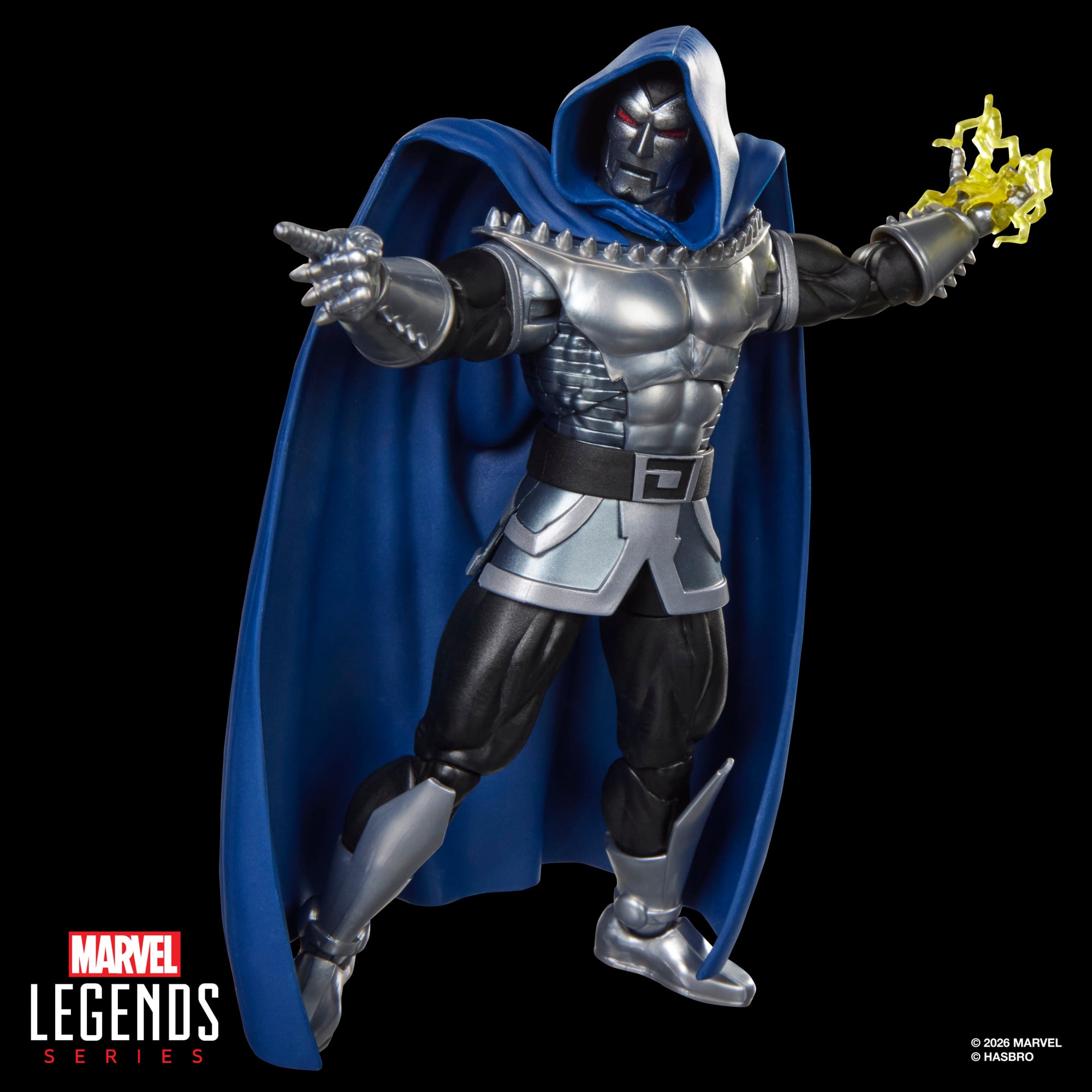 Doctor Doom 2099 Marvel Legends 6-Inch Figure — Articulation Pose Arms Extended with Lightning Effect