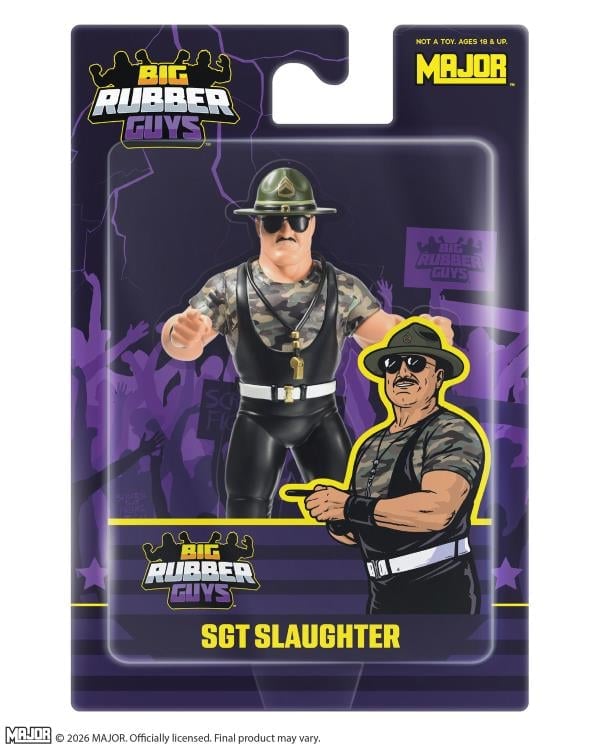 Sgt. Slaughter Big Rubber Guys 8-Inch Figure — Sealed Blister Card Package Front