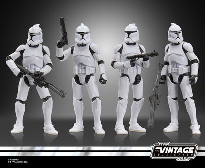 Phase I Clone Troopers Vintage Collection 3.75-Inch 4-Pack — Articulation Pose Side Angle