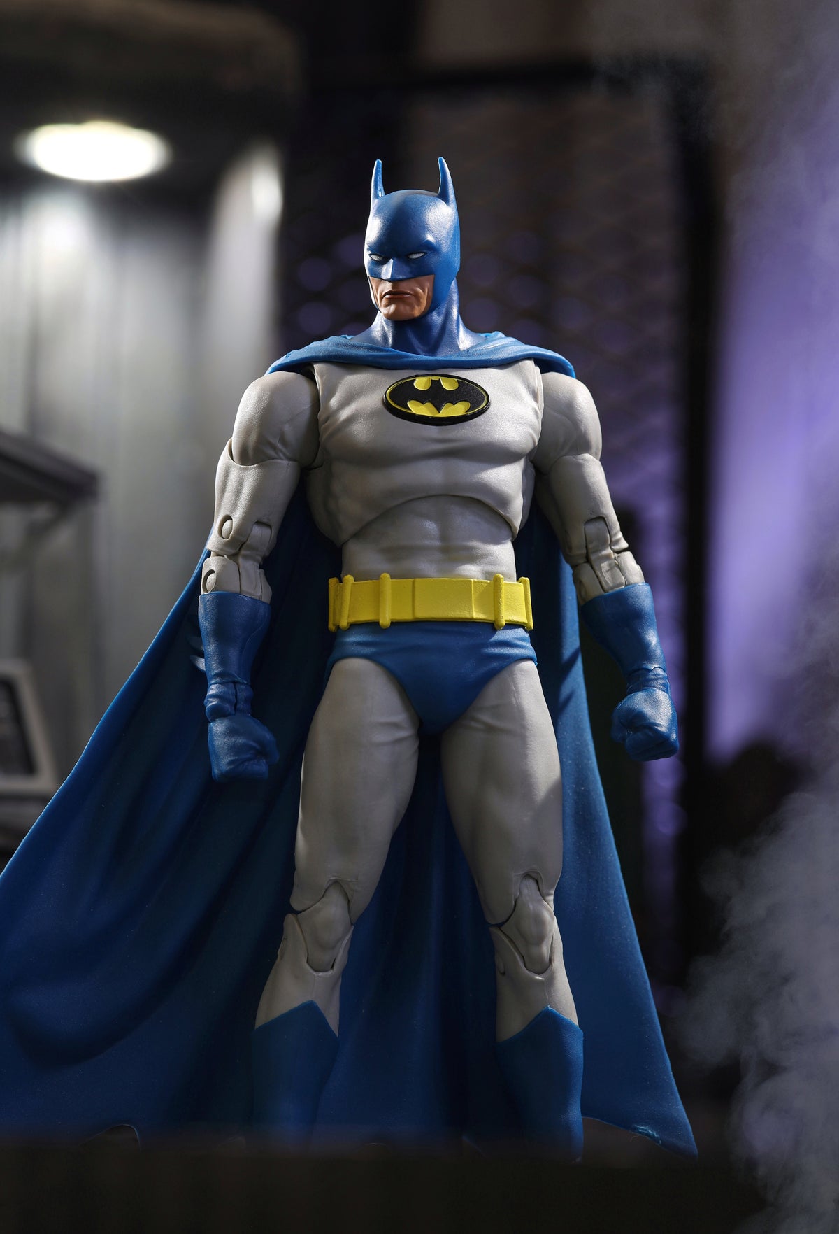 Batman Knightfall DC Multiverse 7-Inch Figure — Front View Standing in Gotham Atmosphere