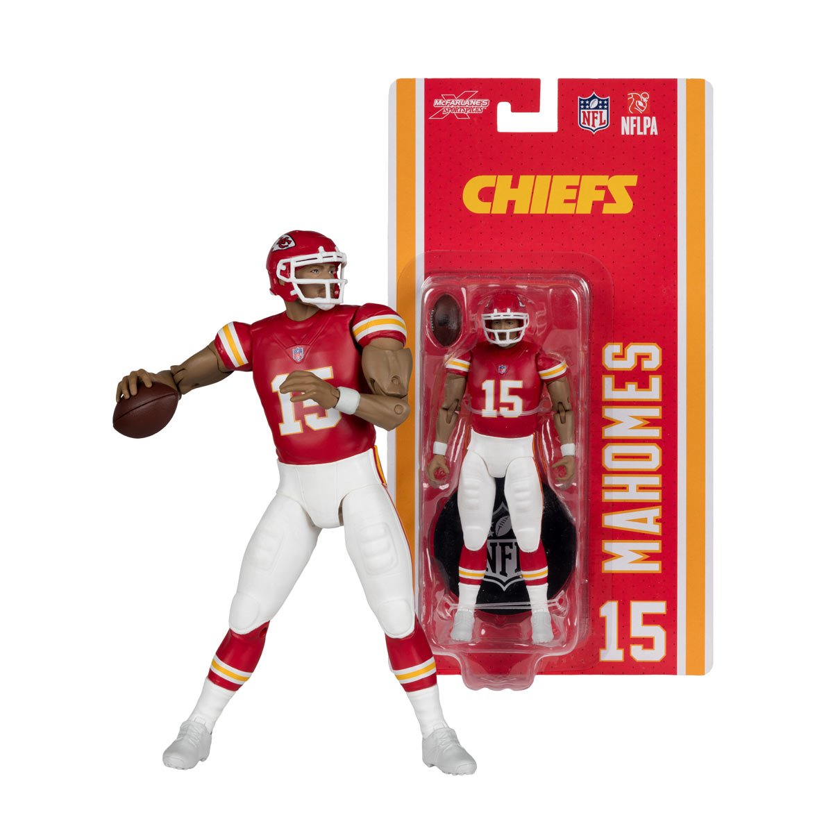 Patrick Mahomes McFarlane SportsPicks 6-Inch Figure — Out of Box Beside Retail Blister Card