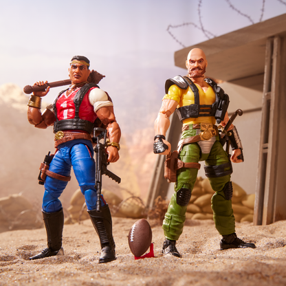 Red Dog & Taurus GI Joe Classified 6-Inch Figure Set — Accessories Display with War Club and Football